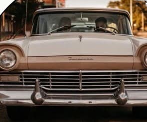 Front view of the antique Ford Fairlane