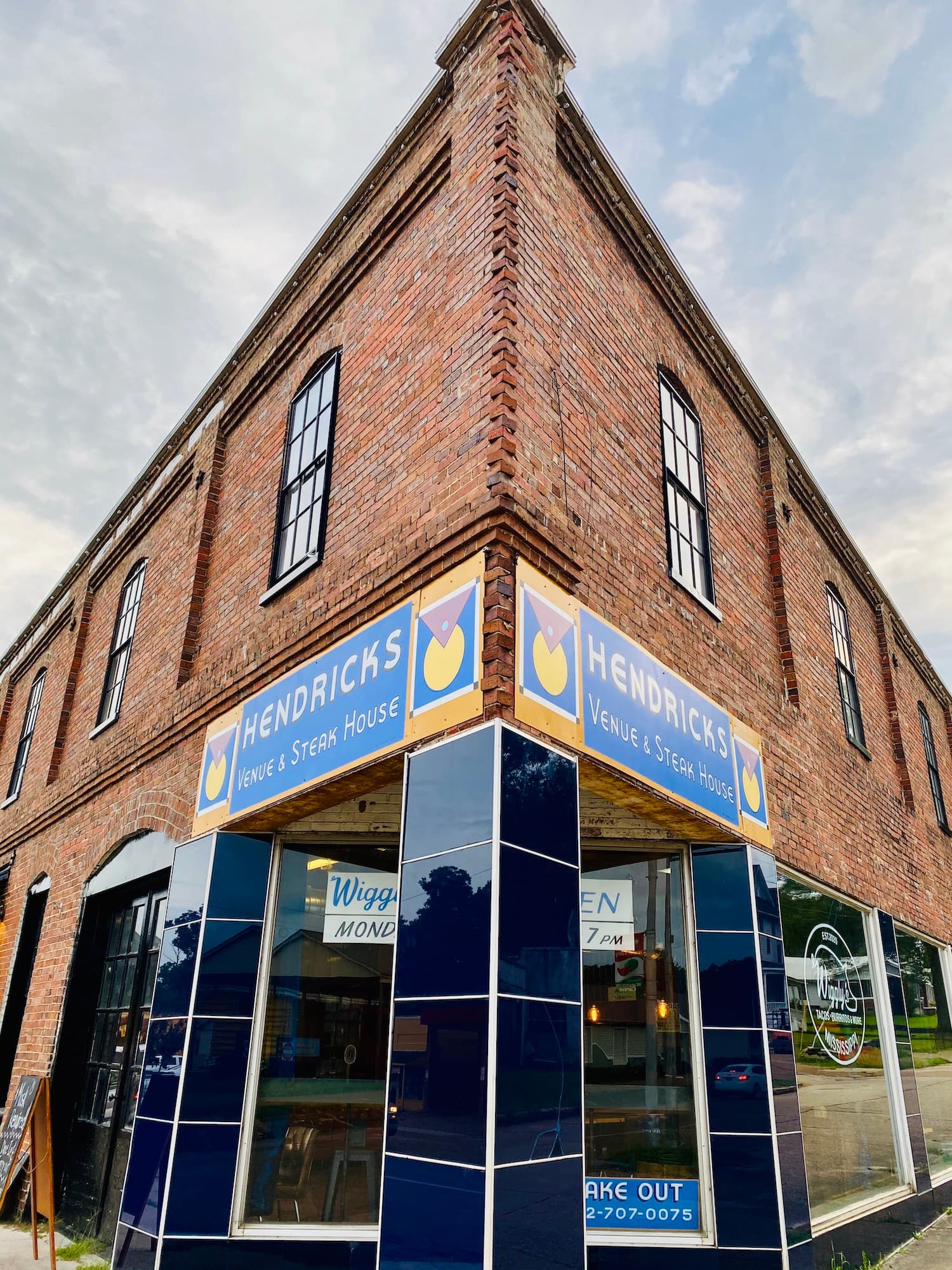 Front of the Hendricks Building in Water Valley, MS